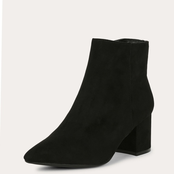 NEW🔥Block Low Heel Pointy Toe Booties Ankle Boots - Picture 2 of 6